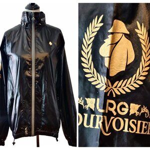 LRG Lifted Research Courvoisier Mens NWT Size M Shiny Black Full Zip Windbreaker